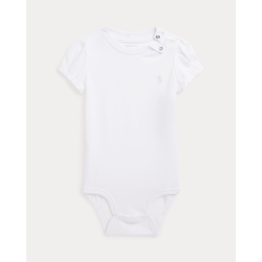 Ralph Lauren Cotton Jersey Bodysuit Baby Girl 24m White/Pink
